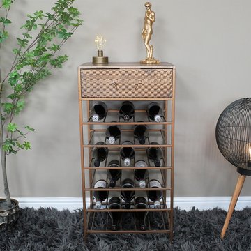 Bar cabinet - copper metal - 1 drawer