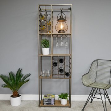 Shelving unit - industrial metal - with wine rack