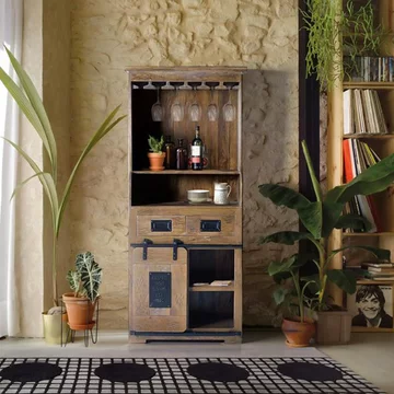 Iron works bar cabinet - mango wood - 1 door