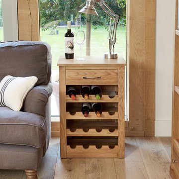 Mobel oak lamp table - wine rack