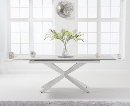 Extending boston 180cm white ceramic dining table with white leg