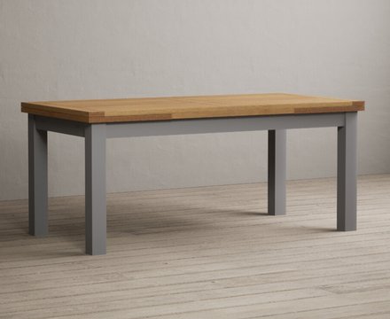 Extending buxton 180cm oak and light grey painted dining table