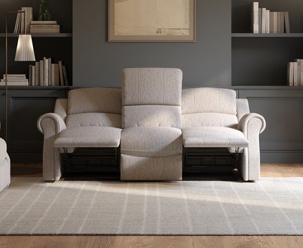 Aldbourne silver fabric 3 seater recliner sofa