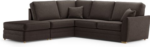 Bella chocolate fabric large left hand facing chaise corner sofa