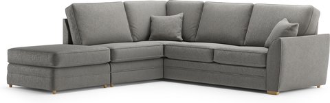 Bella grey fabric large left hand facing chaise corner sofa