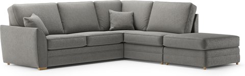 Bella grey fabric large right hand facing chaise corner sofa
