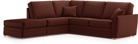 Bella rustic fabric large left hand facing chaise corner sofa