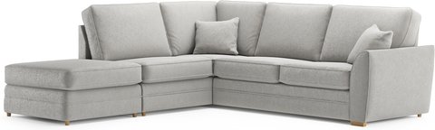 Bella silver fabric large left hand facing chaise corner sofa