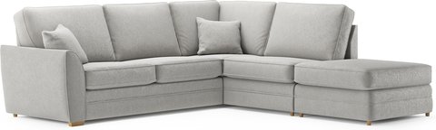 Bella silver fabric large right hand facing chaise corner sofa