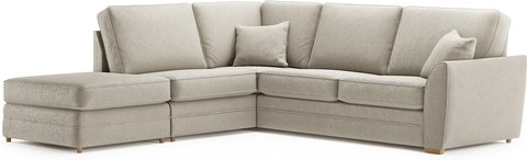 Bella stone fabric large left hand facing chaise corner sofa