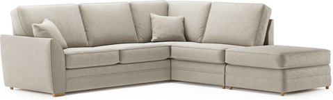 Bella stone fabric large right hand facing chaise corner sofa