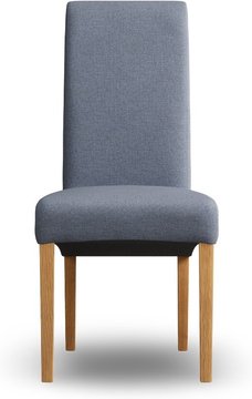 Scroll back blue set of 2 fabric dining chairs