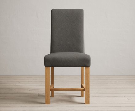 Braced charcoal grey set of 2 fabric dining chairs