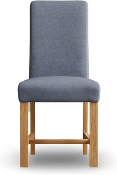 Braced blue set of 2 fabric dining chairs