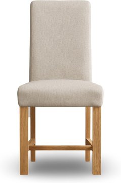 Braced natural set of 2 fabric dining chairs