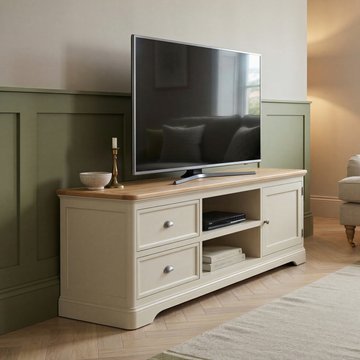 Madley oak and cream painted super wide tv cabinet