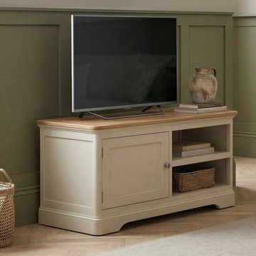Madley oak and cream painted small tv cabinet
