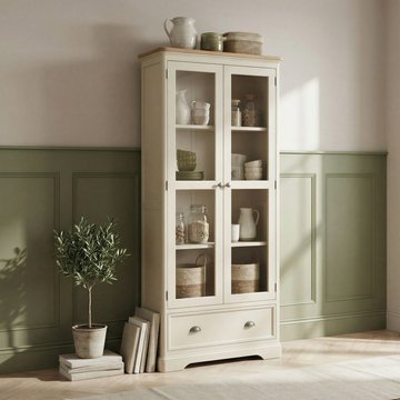 Madley oak and cream painted glazed display cabinet