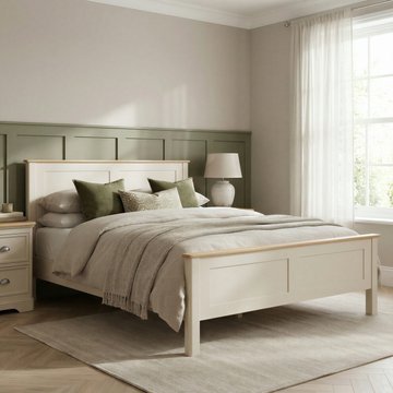 Madley oak and cream painted kingsize bed