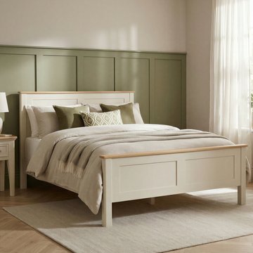 Madley oak and cream painted double bed