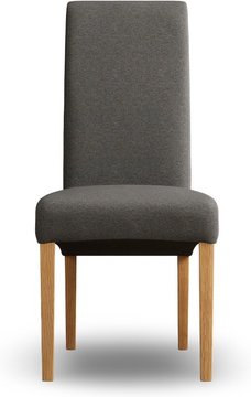 Scroll back charcoal grey set of 2 fabric dining chairs
