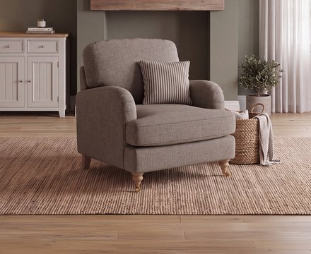 Chilworth grey fabric armchair with grey cushion