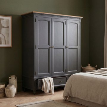 Francis oak and charcoal grey painted triple wardrobe