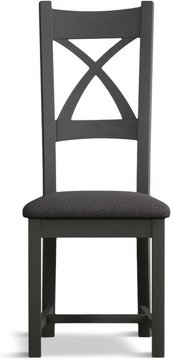 Painted charcoal grey set of 2 painted dining chairs