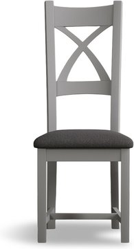 Painted charcoal grey set of 2 painted dining chairs