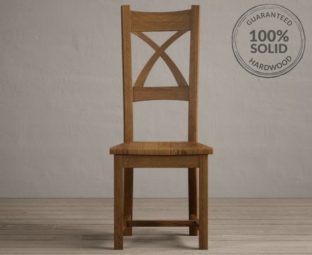 Rustic solid oak rustic oak set of 2 oak dining chairs