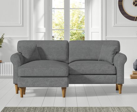 Darwin charcoal grey fabric left hand facing chaise corner sofa