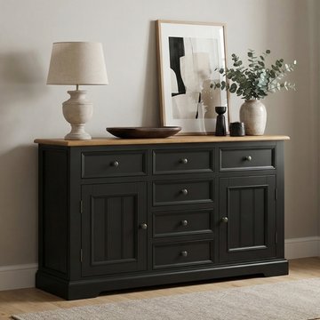 Charlton oak and black painted large sideboard