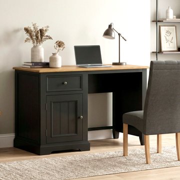 Charlton oak and black painted computer desk