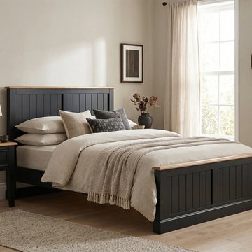 Charlton oak and black painted king size bed