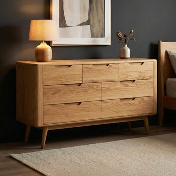 Rosa solid oak 3 over 4 wide chest of drawers