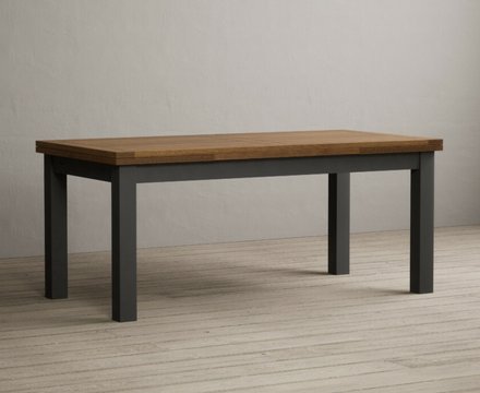 Extending buxton 180cm oak and charcoal grey painted dining table