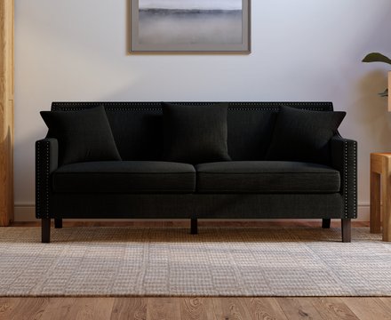 Chartwell black linen 3 seater sofa