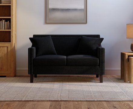 Chartwell black linen 2 seater sofa