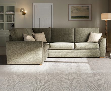 Bella olive fabric large left hand facing corner sofa