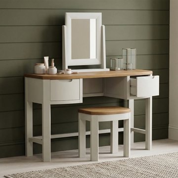 Bradwell oak and signal white painted dressing table set