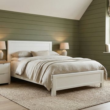 Bradwell oak and signal white painted king size bed