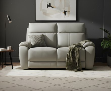 Cooper taupe grey fabric 2 seater recliner sofa