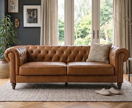 Jameson cognac leather 3 seater sofa