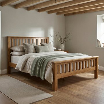 Rustic solid oak double bed | 46" double