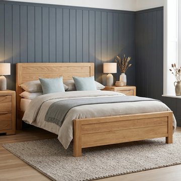 Harper solid oak double bed