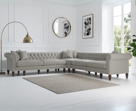 Bromley large grey linen corner sofa