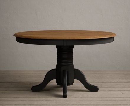 Hertford 120cm fixed top oak and black painted dining table