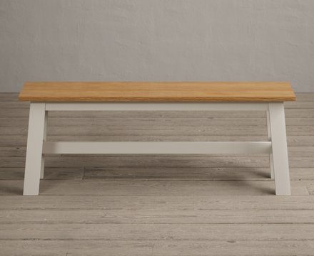 Kendal large solid oak and cream painted bench