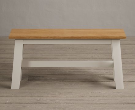 Kendal small solid oak and cream painted bench