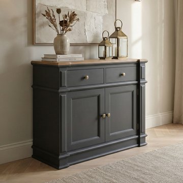 Lawson oak and charcoal grey painted small sideboard
